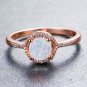 US Classic Round White Fire Opal 10KT Rose Gold Plated Ring Jewelry for Women