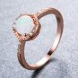 US Classic Round White Fire Opal 10KT Rose Gold Plated Ring Jewelry for Women
