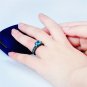 US Princess Aquamarine Black Gold Ring Vintage Jewelry Engagement Ring Size 5-11
