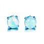 New Earrings Round Fire Opal Blue Gold Filled Ear Studs Wedding Jewelry 1 Pair