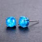 New Earrings Round Fire Opal Blue Gold Filled Ear Studs Wedding Jewelry 1 Pair