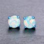 New Earrings Round Fire Opal Blue Gold Filled Ear Studs Wedding Jewelry 1 Pair