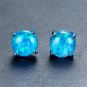 New Earrings Round Fire Opal Blue Gold Filled Ear Studs Wedding Jewelry 1 Pair