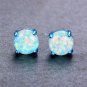 New Earrings Round Fire Opal Blue Gold Filled Ear Studs Wedding Jewelry 1 Pair