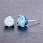 New Earrings Round Fire Opal Blue Gold Filled Ear Studs Wedding Jewelry 1 Pair