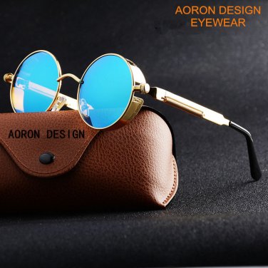 New Vintage Polarized Steampunk Sunglasses Fashion Round Mirrored Retro Eyewear