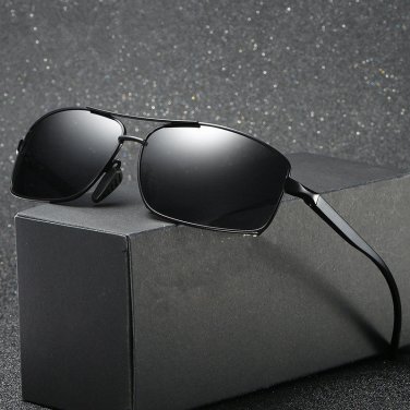 New Luxurious Mens Polarized Sunglasses Black Gold Metal Glasses Fashion Eyewear