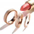 Size 3-10 Rose Gold Frosted Titanium Steel 2/4/6mm Wedding Band Men/Women's Ring