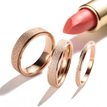Size 3-10 Rose Gold Frosted Titanium Steel 2/4/6mm Wedding Band Men/Women's Ring