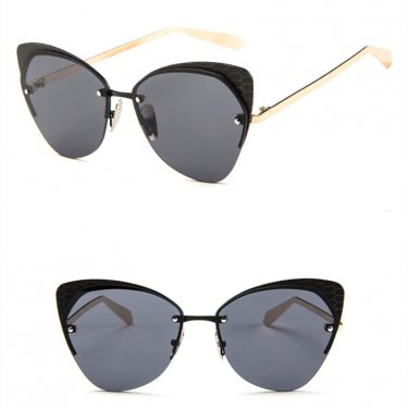 New Cat Eye Sunglasses Women Oversized Gold Metal Mesh Vintage Fashion Eyewear