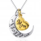 "I Love You Mom"  Silver Gold Choker Necklace Mother's Day Birthday Jewelry Gift