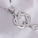 925 Silver Plated Fashion Women Double Heart Pendant Necklace Chain Jewelry Gift