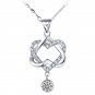 925 Silver Plated Fashion Women Double Heart Pendant Necklace Chain Jewelry Gift