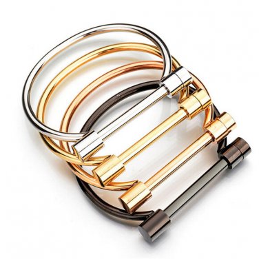 316L Stainless Steel Jewelry D Shape Bangle Bracelet Retro Navy Style Horseshoe