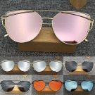 Women's Glasses Metal Flat Lens Vintage Fashion Mirrored Oversized Sunglasses