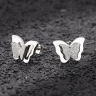 Vivid Cute Butterfly 316L Stainless Steel Matte Silver/Rose/Gold Stud Earrings