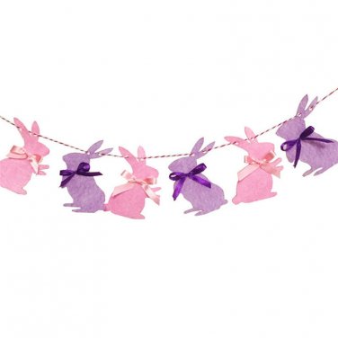3m Easter Spring Party Cloth Banner Cute Pink Purple Bunny Flags Hanging Decor