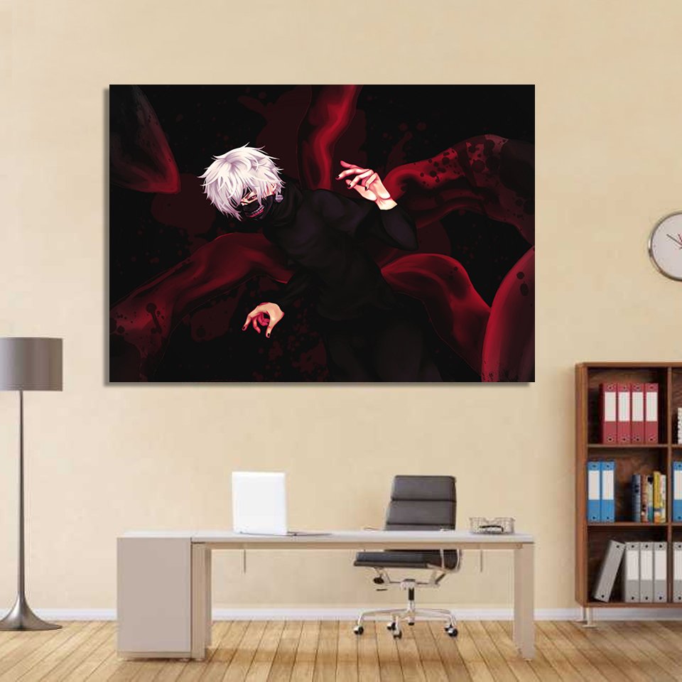 1 Panel HD Printed Tokyo Ghoul Gesture Mask Posters Pictures Wall Art Canvas Painting-With Framed
