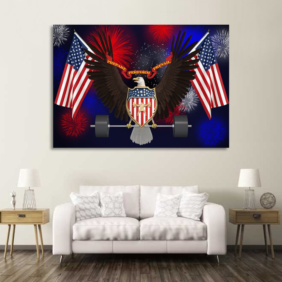 1 Panel HD Printed American Eagle Flag Posters Pictures Wall Art Canvas Painting-With Framed