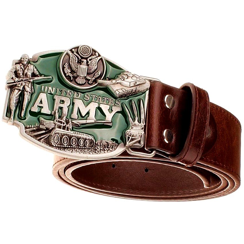 Men's Leather Belts With United States Army Cowboy Metal Buckle Jeans Waistband PU Leather Belts