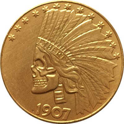 USA 10 Dollars 1907 Hobo Nickel Gold Coin Copy