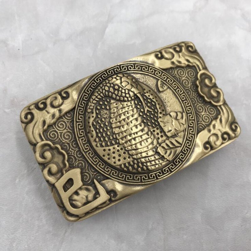 3D Bronze Cobra Solid Brass Western Cowboy Men Belt Buckles Fit 4cm Wide Belt