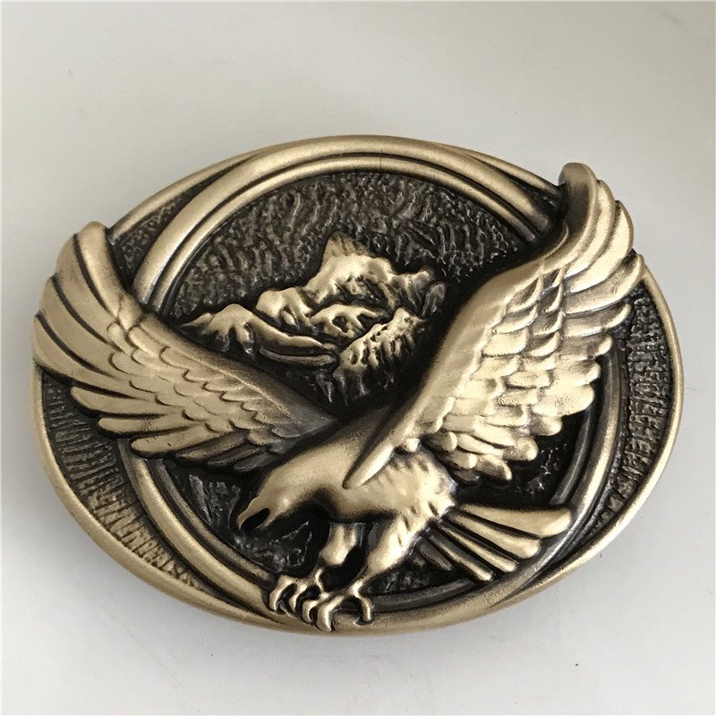 3D Eagle Solid Brass Western Cowboy Men's Belt Buckles Fit 4cm Wide Belt