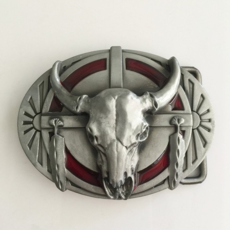 Silver Bull Head Western Men's Cowboy Belt Buckles Fit 4cm Wide Jeans Belt