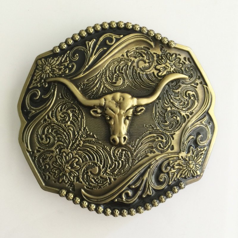 Bronze Bull Head Western Men's Cowboy Belt Buckles Fit 4cm Wide Jeans Belt