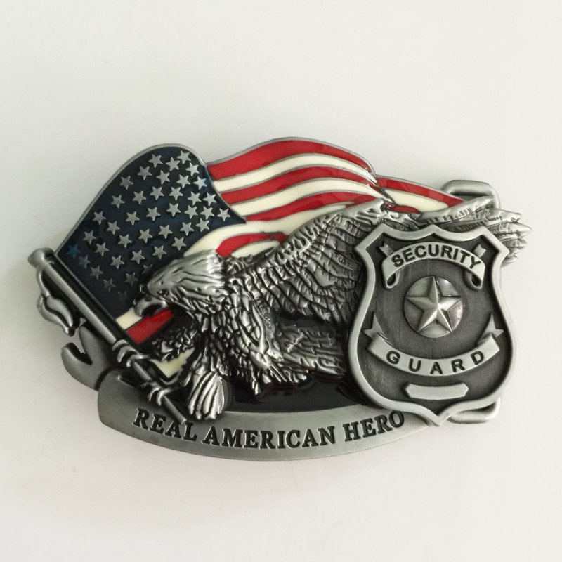 Real American Hero Security Guard Western Men's Cowboy Belt Buckles Fit 4cm Wide Jeans Belt