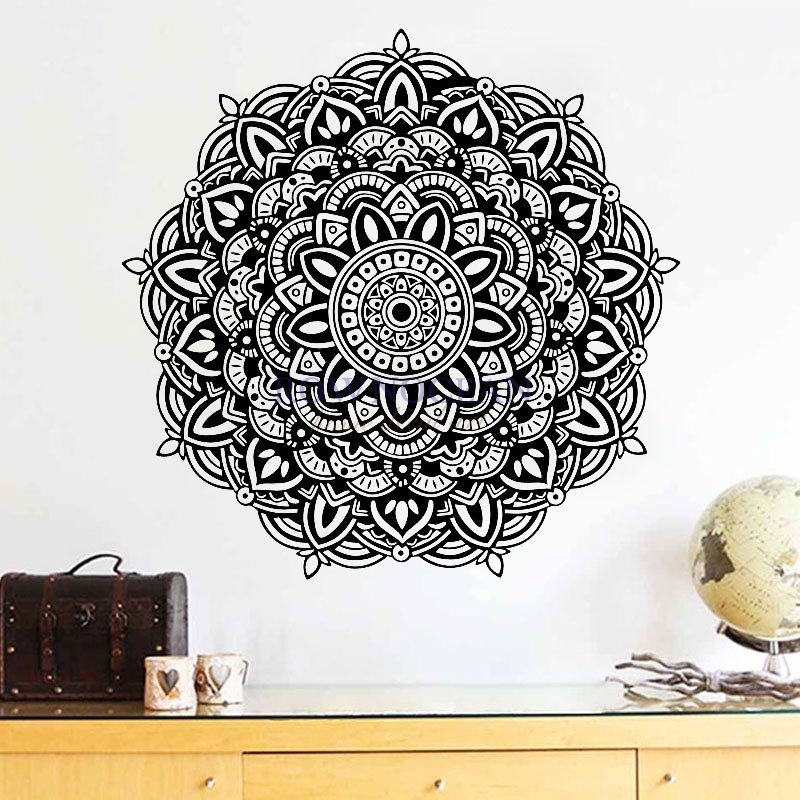Mandala Yoga Wall Sticker Removable Vinyl Art Indian Round Household Wall Decals