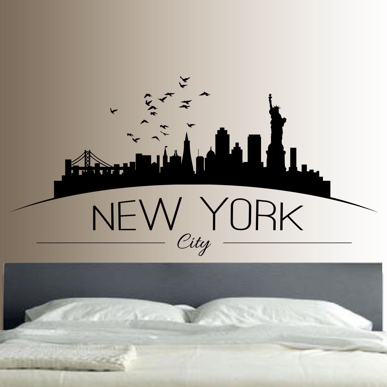 New York Skyline Wall Sticker Bedroom Lounge Wall Art Decal Removable Mural