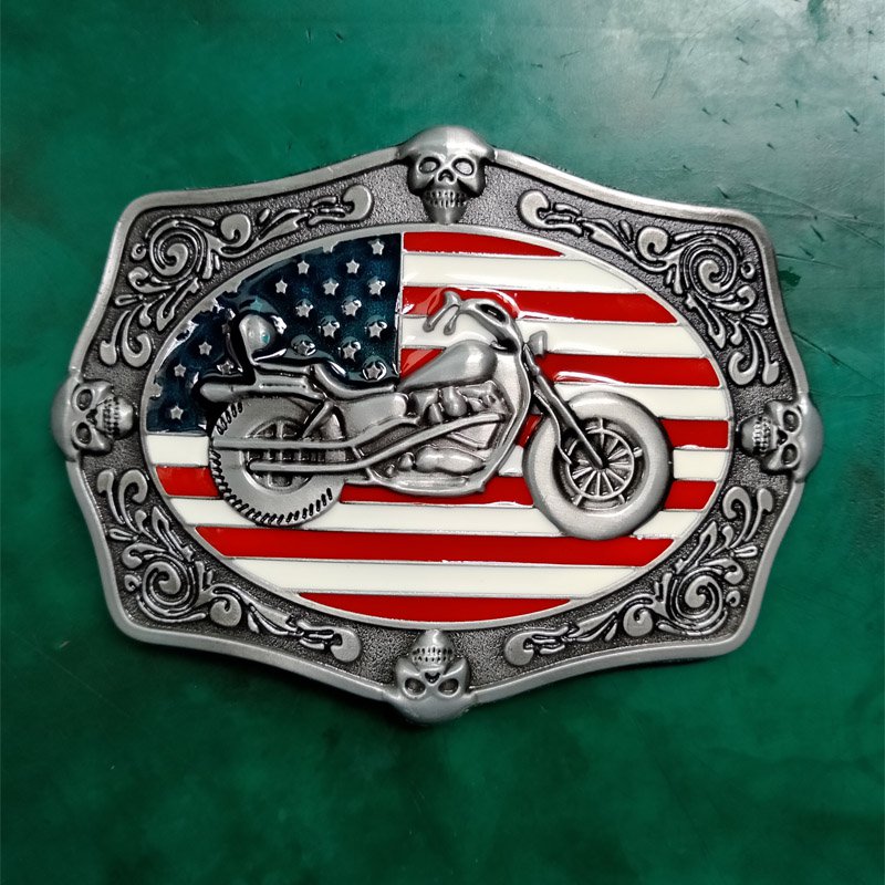 1 Pcs US Flag Motor Luxury Cowboy Belt Buckle For Mens Jeans Western Belt Head