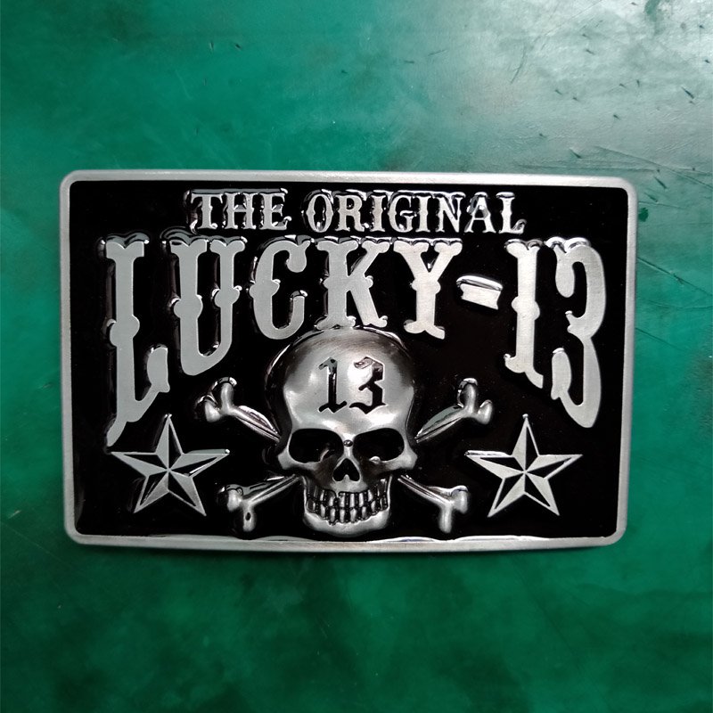 1 Pcs The Original Lucky 13 Skull Luxury Cowboy Belt Buckle For Mens Jeans Western Belt Head