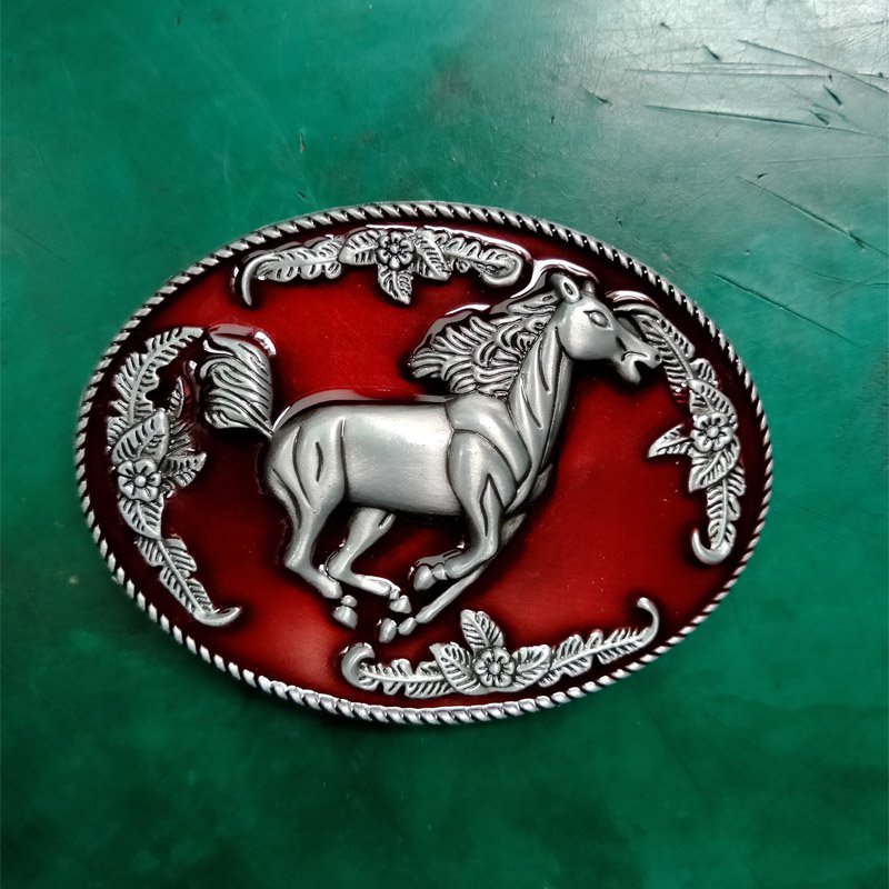 1 Pcs 3D Running Red Horse Luxury Cowboy Belt Buckle For Mens Jeans Western Belt Head