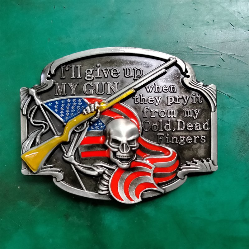 1 Pcs American Flag Gun Skull Cowboy Belt Buckle For Men Women Western Cowgirl Belt Head