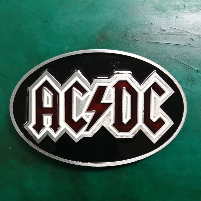 1 Pcs Oval ACDC Rock Music Western Cowboy Metal Belt Buckle For Men