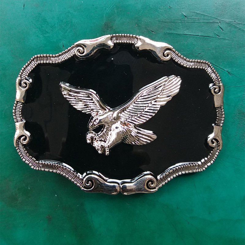 1 Pcs Black Silver Fly Eagle Western Cowboy Metal Belt Buckle For Men