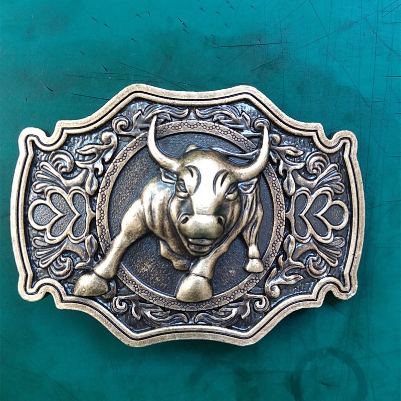 1 Pcs Bronze Bull Luxury Brand Men's Western Cowboy Belt Buckle Fit For 4cm Width Belts