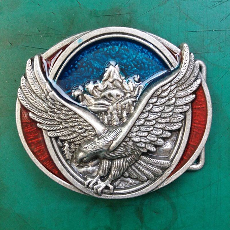 1 Pcs Blue Sky Fly Eagle Luxury Brand Men's Western Cowboy Belt Buckle Fit For 4cm Width Belts
