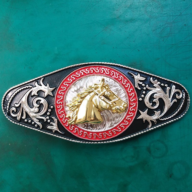 1 Pcs Golden Horse Head Luxury Brand Men's Western Cowboy Belt Buckle Fit For 4cm Width Belts