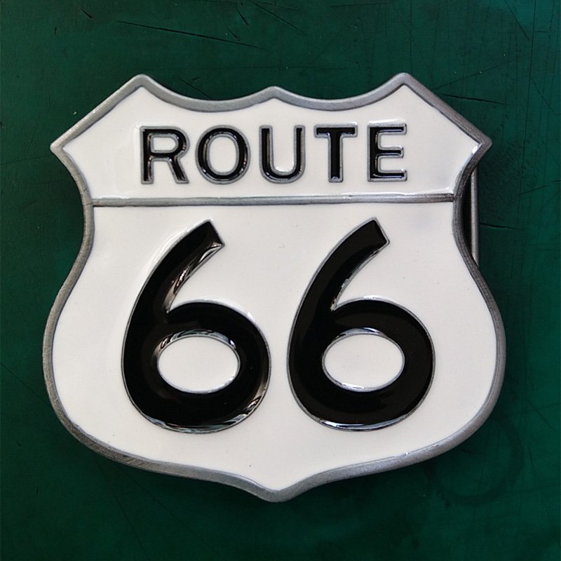 1 Pcs White Route 66 Luxury Brand Men's Western Cowboy Belt Buckle Fit For 4cm Width Belts
