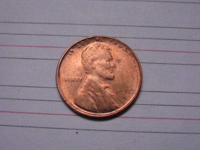 1924-S Lincoln Penny Coins Copy 95% coper
