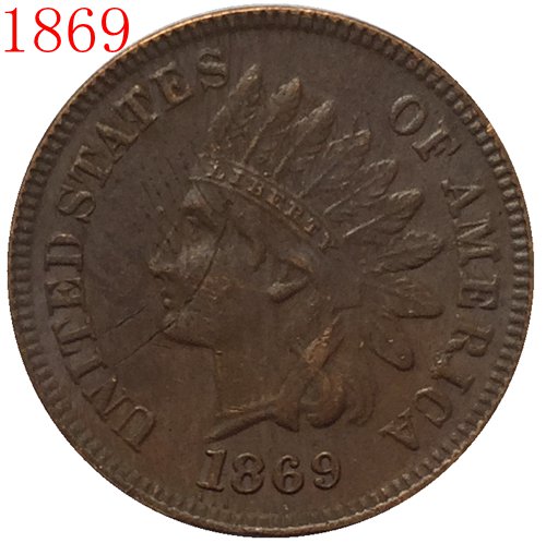 1869 Indian head cents coin copy