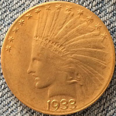 24- K gold plated 1933 Indian head $10 gold coin COPY