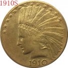 24-K gold plated 1910-S $10 GOLD Indian Half Eagle Coin Copy