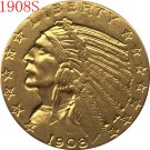 24-K gold plated 1908-S $5 GOLD Indian Half Eagle Coin COPY