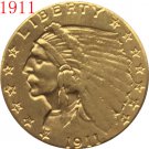 24-K gold plated 1911 $2.5 GOLD Indian Half Eagle Coin COPY