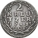 1743 German 2 Kreutzer - Ludwig VIII coins COPY 18MM