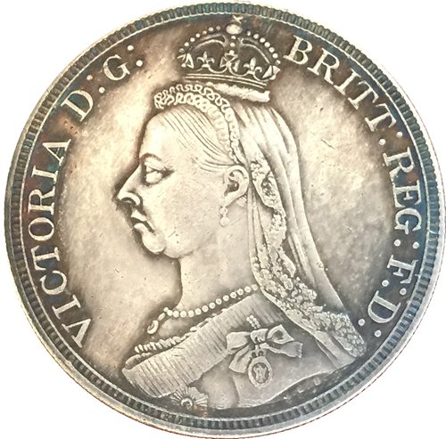 UK 1887 1 Crown - Victoria 2nd portrait copy coins